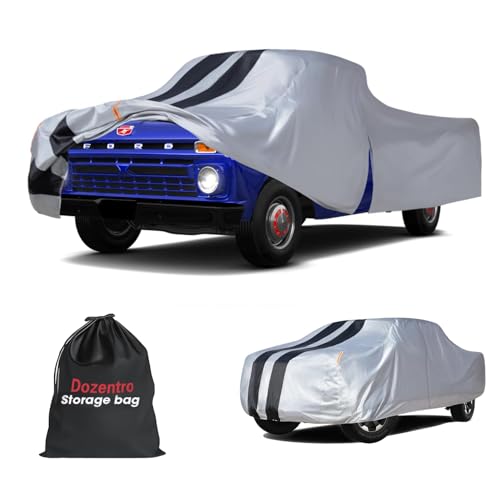 Image of Ford F100 Truck Cover Custom Fit 1953-1983 Regular /Extended /Crew Cab Short(6.4'-8.5') with Door Zipper, 10 Layers Outdoor Pickup Truck Cover Waterproof All Weather, Wind Dust Sun Protector.