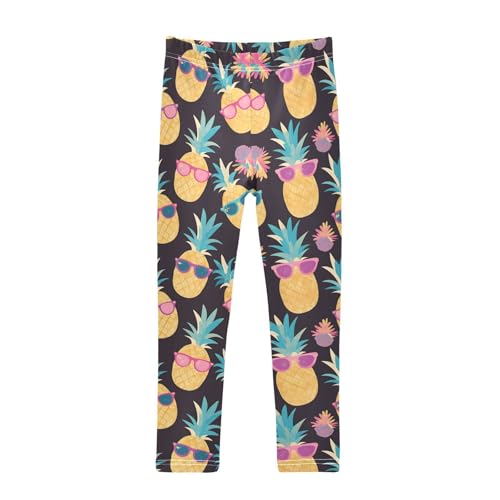 Wusikd Pineapple Sunglasses Girls' Leggings Toddler Doodles Colorful Kids Yoga Pants Dance Active Tights 4T