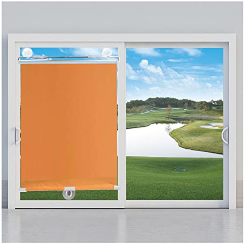 Estores enrollables opacos sin perforar, Cortinas Opacas con ventosas, persianas temporales para privacidad, para Ventanas de Oficina y Coche, Color Naranja, 75 x 125 cm (29,5 x 49,2 Pulgada