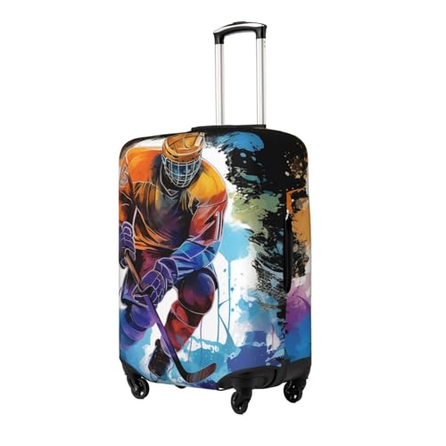 ice hockey Sports abstract art Colorful Elastic Travel Luggage Cover Travel Suitcase Cover for Trunk Case 19''-32'' Luggage Protective Cover2