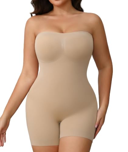 Image of Women's Strapless Shapewear Bodysuit for Women Tummy Control Shapewear, Seamless Body Shaper with Removable Straps