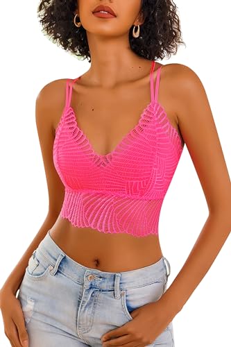 Image of Avidlove Lace Bralette for Women V Neck Camisoles Racerback Adjustable Strap Crop Top