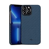 pitaka Hülle für iPhone 13 Pro Magnetische Schutzhülle Ultradünne Handyhülle aus 1500D Aramidfaser Kratzfeste und Haltbare iPhone Hülle [MagEZ Case 2] Schwarz/Blau