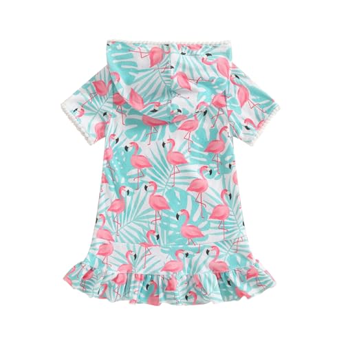 Girls Hooded Zip Terry Coverups Swimsuit Kids Baby Girl Floral Print Short Sleeve Swim Cover-Up Swimwear2