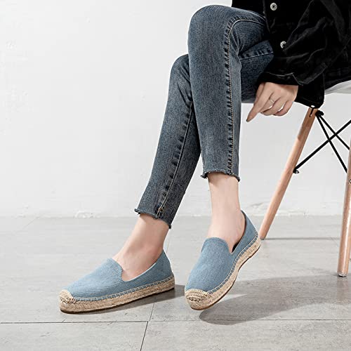 Image of Women's Classic Slip on Flat Shoes Casual Cap-Toe Platform Simple Espadrille Canvas Loafers