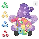 Yquqwn Large Spring Dart Board Game Flower Gnome Target with 12 Sticky Balls for Kids Spring Party Easter Games Indoor Outdoor Activities