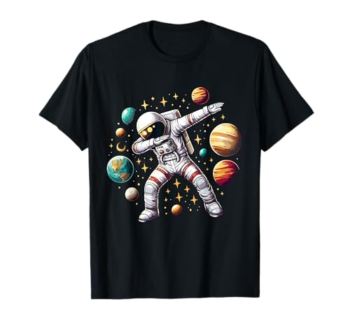 Astronaut Dabbing in Space Cosmic Galaxy Adventure Tee T-Shirt