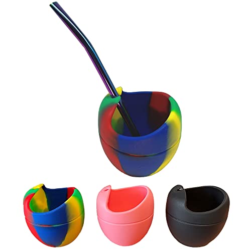 AT PRODUCT 마테 차 다기 운반 실리콘제 마테 차 스트로 봄비 자 YERBA MATE (화려한 위장)