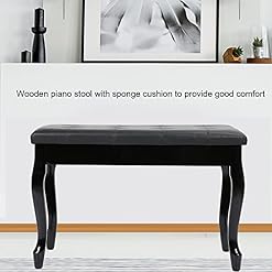 Banc De Piano En Bois Et Cuir, 29,9 X 13,8 X 19,7 Pouces, Coussin Rembourré En PU, Tabouret De Piano Avec Boîte De Rangement, Banc De Clavier Portable Pour Concert à la Maison – Image 4