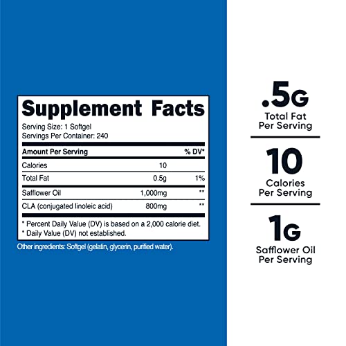Nutricost Cla (Conjugated Linoleic Acid) 2,400Mg, 240 Softgels - Gluten Free, Non-Gmo, 800Mg Per Softgel (2 Bottles) #TOP1