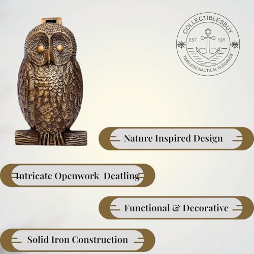 Aldaba de puerta de hierro fundido con diseño de búho para decorar tu jardín rústico 5