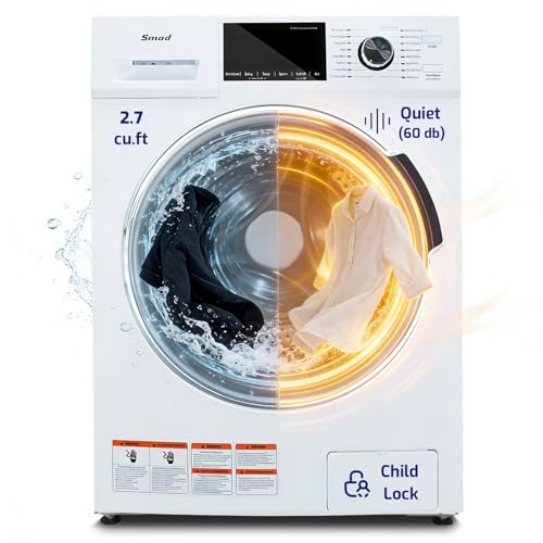 2-in-1 Front Load Washer and Dryer Combo 24', 2.7 Cu. Ft. All-in-one Washer Dryer Ventless for Apartment, Dorm, RV, 16 Cycles, Compact Space Saver