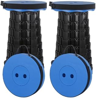 2pcs Taburete Plegable portátil Plegable para Adultos,Taburete Ligero retráctil Adecuado para Caminatas al Aire Libre Taburete de Camping de Pesca Carga máxima 460lbs/210 kg (Azul)