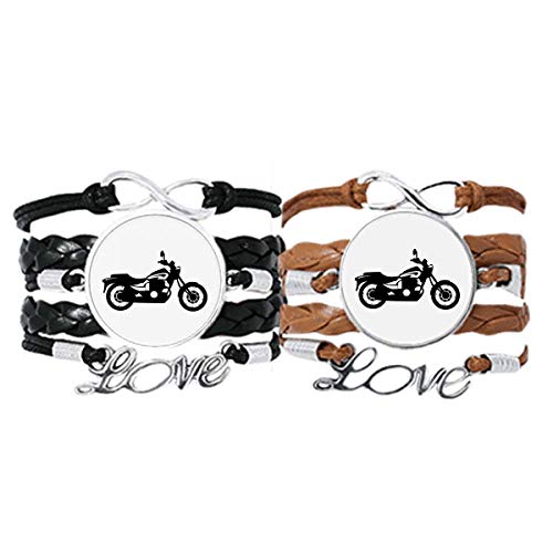 Bracelet amour couple cuir corde moto mécanique noir DIYthinker