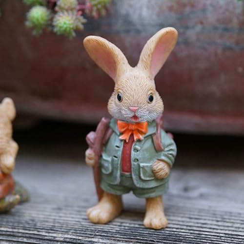 KARLOR Coniglietto decorativo pasquale, coniglietto animale, statuetta decorativa da giardino, coniglio, scultura piccola coniglio, ornamenti in vaso per piante decorative conigli, statue, decorazione