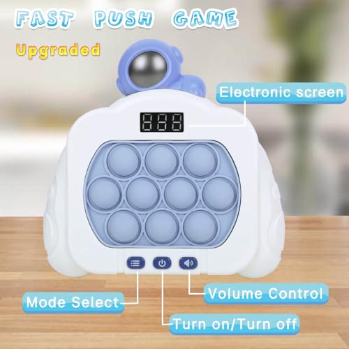 Quick Push Pop Game Fidget Toys for Kids Adults, 12 Game Modes Upgraded Light Up Fast Push Bubble Handheld Game, Stress Relief Toy Party Favors Toy, Christmas Birthday Gifts for 3-12 (Astronaut)