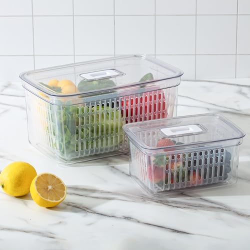 SIMPLEMADE Clear Refrigerator Organizer Bins - Clear Bins for Fridge, Containers for Fridge and Freezer, Multipurpose Storage for Kitchen, Office, Bathroom, Pack of 2 Small and Large Rectangular by SIMPLEMADE - Used condition - Image 3