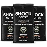 Shock Ground Coffee Bundle, The Strongest Caffeinated All-Natural Coffee Without The Jitters, 3 lb Bag