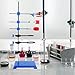 VALICLUD Laboratory Iron Stand Set with Square Base, Three-prong Clamp, Flask Holder, and Cross Clamp – Metal Rack Holder Kit for Chemical and Industrial Laboratory Equipment