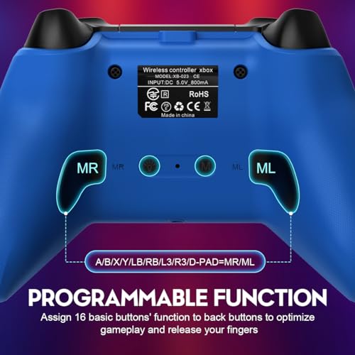 Xbox Controller Wireless with Wireless Adapter, Xbox One Controller with 1000mAh Battery, Programmable, Turbo Function, 3 Lighting Modes, for Xbox Series X|S, Xbox One X|S, Xbox One, PC Windows - Image 5