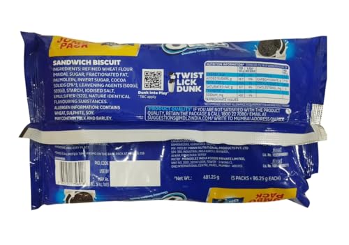Image of Cadbury Oreo Vanilla Flavour Creme Sandwich Biscuits 481.25g Big Pack