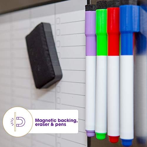 Magnetic Weekly Planner Fridge Whiteboard - Weekly Meal Planner - Family Planner - Get organised to Reduce Stress in Your Life