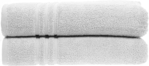 Textile Do Pack of 2 Large Jumbo Bath Sheets (75 x 150 cm-500 GSM) 100% Egyptian Cotton Super Soft Big Bath Sheet Towel Set Body Wrap (Silver