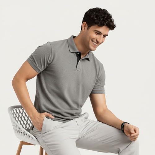 Image of Men's Premium Cotton Pique Polo T-Shirt, Classic Fit Short Sleeve Casual Summer Shirt, Soft & Breathable Fashion Polo