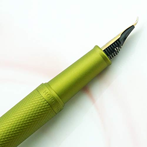 Image of Asvine Mustard Yellow Forest Fountain Pen Bent Nib, Classic Design with Converter and Metal Pen Case, The Light of Hope Serise