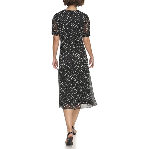 DKNY Women's Short Sleeve Button Front Fit & Flare Midi Dress4