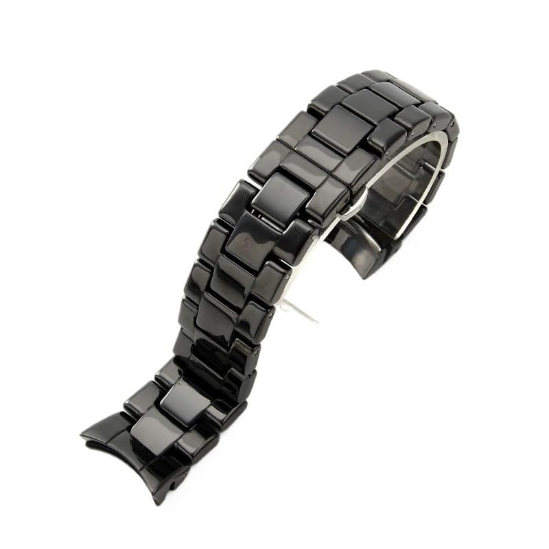 Bracelet de rechange montre céramique noire boucle acier inoxydable