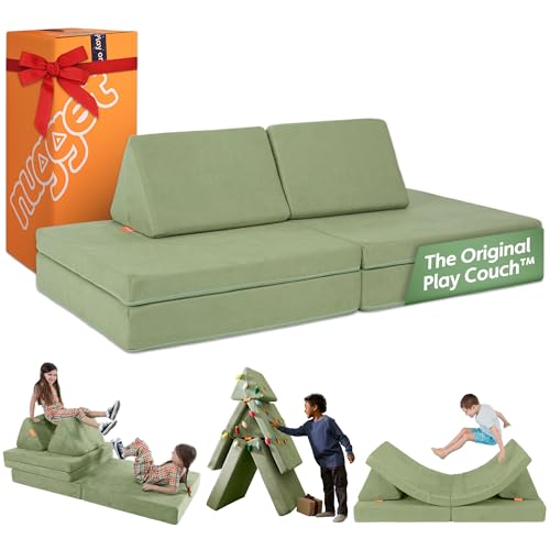 Image of Nugget - The Original Play Couch for Kids - Modular Foam Children's Sofa for Playroom, Imagination, & Creative Open Ended Play - Washable & Convertible Playroom Furniture, Bamboo