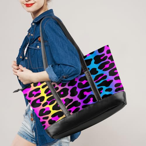 Laptop Tote Bag for Women 15.6 inch Leopard Cheetah Computer Briefcase Leather Shoulder Bag Handbag2