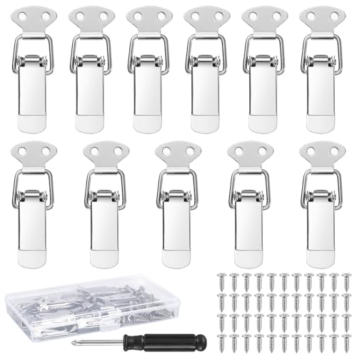 11 Pcs Fermeture à Levier à Pression, Fermoir à Bascule en Acier Inoxydable, Loquet à Bascule, Fermoir de Tension, Verrous à Tension Loquet à Ressort...