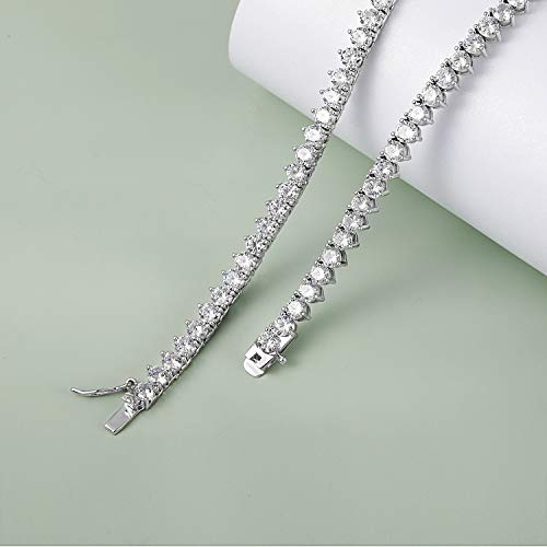 MDFUN Tennis Chain Necklace for Women and Girls 18k White Gold Plated Round Cubic Zirconia Cut Necklaces 24inch 4mm CZ - Image 6