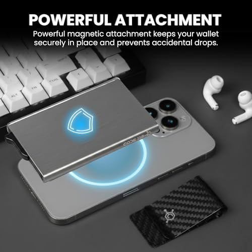 Image of CODE 118 Wallet for Men - Slim Minimalist Aluminum Magnetic Card Holder - RFID Blocking Front Pocket Mag Safe Wallet with Strong Magnet Attachment (Brushed Grey)