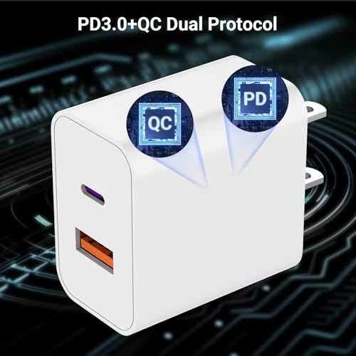USB C Charger Phone Charger Fast Charging 3Pack【MFi Certified】20W PD+QC3.0 USB A Dual Port Wall Charger Block with 6FT USB C to Lightning Cable Compatible with iPhone 14 Pro Max/13Pro/12/11/XS/XR/X/8
