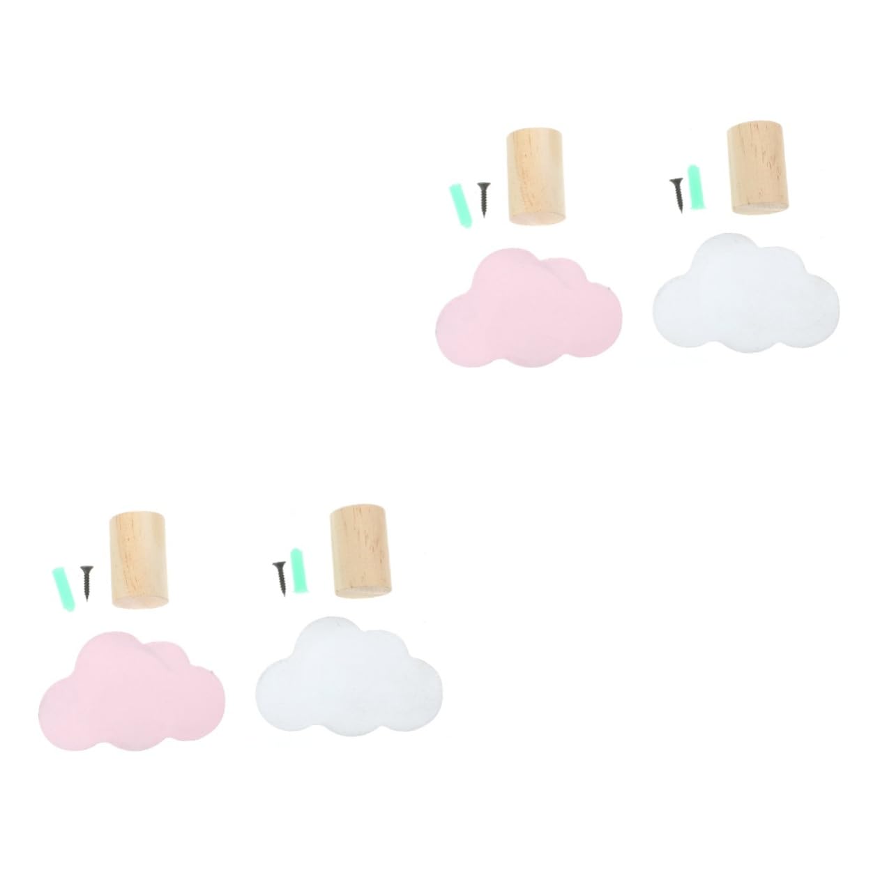 ABOOFAN 2sets Adorable Cloud Wooden Hooks Cute Hanging Wall Ornaments for Clothing Store for Organizing Hats Bags More Bedroom Living Decor 2pcs*2