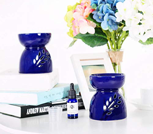 ToiM Vase Shaped Ceramic Hollowing Floral Aroma Lamp Candle Warmers Fragrance Warmer Oil Diffuser Essential Oil Lamp Aromatherapy Furnace Incense Burner Wax Melt Warmer Aroma Burner (Dark)