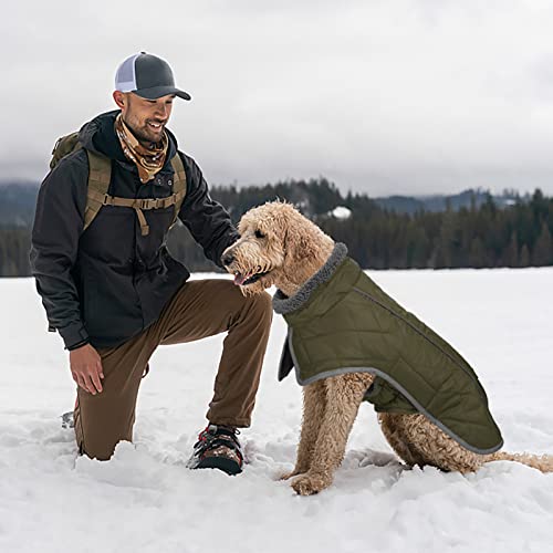 Image of Fragralley Dog Coat Large, Waterproof Dog Jacket with Warm Fleece Lining, Adjustable Reflective Dogs Winter Coat, Turtleneck Pet Coats for Cold Weather (ArmyGreen XL)