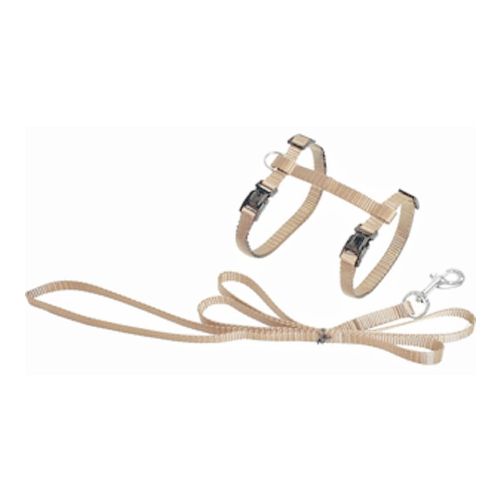 Flamingo Cat Harness with leash Ziggi Beige 22-36cm 27-46cm 110cm 10mm
