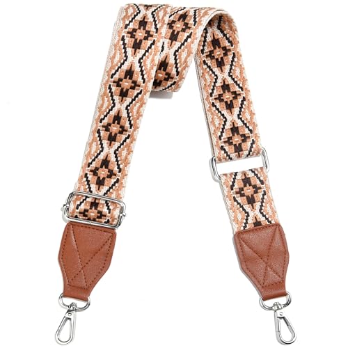 Image of Purse Strap,1.5 inch Leather End Shoulder Strap Adjustable Replacement,Retro Multi-Pattern Crossbody Bag Straps