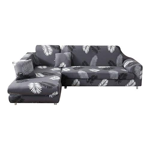 HOTNIU 2 Piezas Funda de Sofá Funda Elástica para Sofá Chaise Longue Funda Estampada de Sofá Seccional Decorativa Funda sofá rinconera Cubierta Antideslizante para Sofá (Forma L 2+3, Patrón HYY)