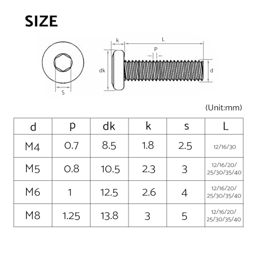 Miniatura 2 de Haishang 20 Piezas M8 X 40 Mm Tornillos De Acero Inoxidable 304 A2 V2a,Tornillos De Cabeza Plana Y Hexágono Interior Con Llave Allen, Rosca Completa