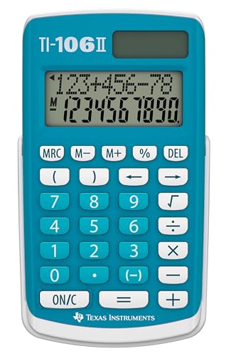 Texas Instruments TI-106 II - Calculatrice Scientifique Solaire, Une Calculatrice de Poche Durable et Facile à Utiliser avec Quatre opérations arithmétiques...