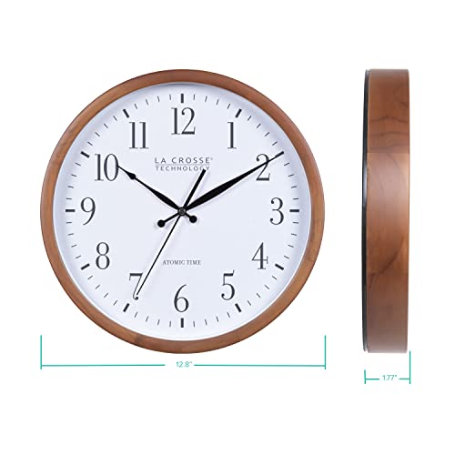 12.8-Inch Atomic Walnut Wall Clock
