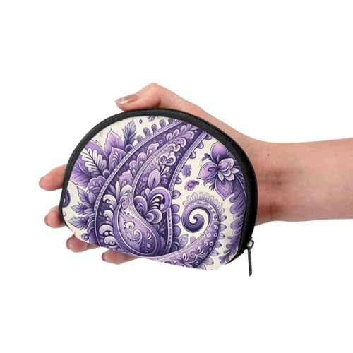 Portable Coin Purse Bohemian-Paisley-Pattern Mini Zippered Money Pouch Card Holder3