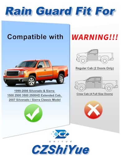 Image of Extra-Thick Rain Guards Fit for Chevy Silverado /GMC Sierra 1999-2006 Extended Cab Window Rain Guard Extra Durable Window Deflectors Window Vent Visors Vent Shades Exterior Car Accessories