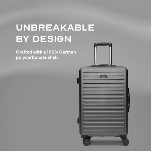 Image of Assembly Large Check-in Suitcase with 3 Packing Cubes & TSA Lock, Durable Polycarbonate Hard Shell Luggage for Adventure Travel, Grey, 28-Inch