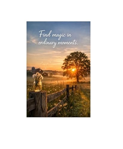 Find Magic in Ordinary Moments Metal Tin Sign Inspirational Nature Quote Wall Decor 8x12 Inch Iron Art Plaque Sunset Field Farmhouse Rustic Motivational